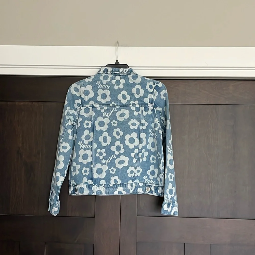 Disney Store Girls Minnie Mouse Floral Denim Jacket Size XL 14